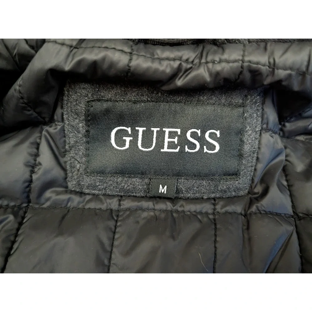 GUESS men sz M Wool Blend Insulated Military quilted Coat jacket gray hu